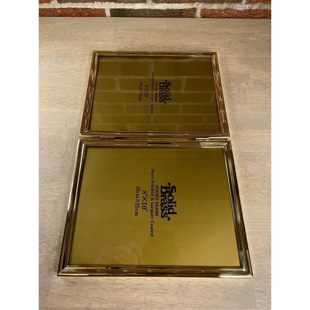 Vintage Mid-Century Solid Brass Bifold Picture Frame‎ Gold 8x10  Modern Heritage